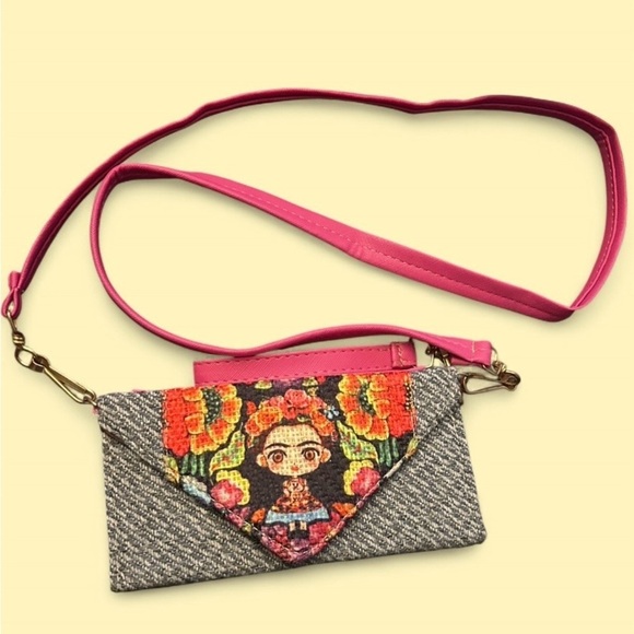 Handbags - Frida Kahlo Inspired Crossbody Clutch w/ Adjustable Strap – Handmade Style